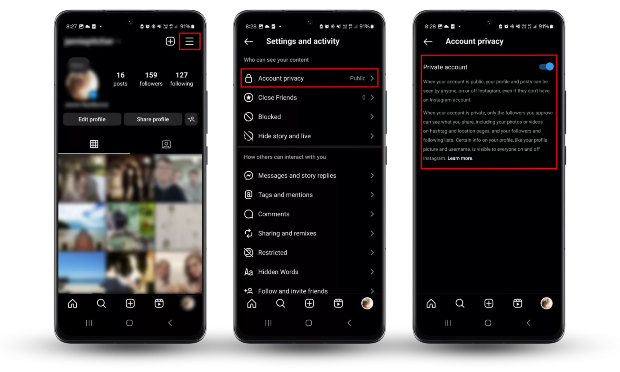 Teman wanita memantau Instagram saya