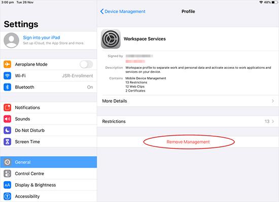 Cara menghapus profil MDM LightSpeed dari iPad atau iPhone Anda
