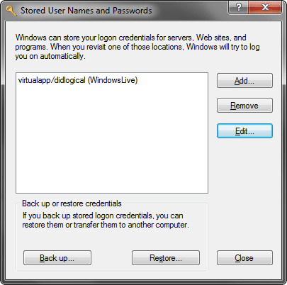 ลบรหัสผ่านเครือข่ายที่เก็บไว้ใน Windows 7, Vista และ XP