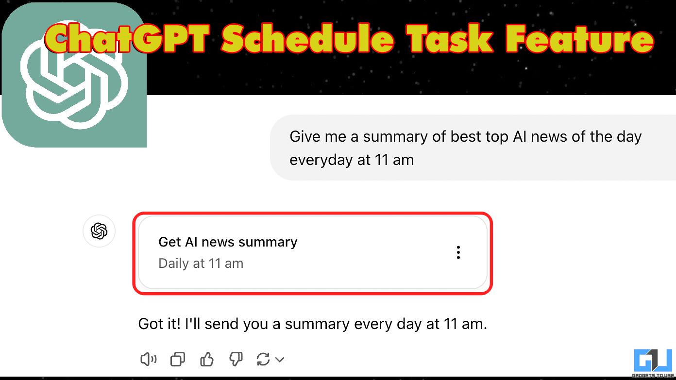 วิธีใช้การแจ้งเตือน CHATGPT และคุณสมบัติงานบนพีซีและแอพ