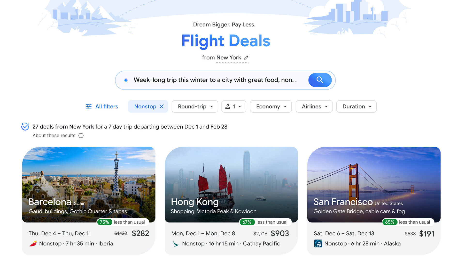 การค้นหาข้อเสนอที่ดีที่สุดในเที่ยวบินของ Google กำลังจะง่ายขึ้นเล็กน้อย